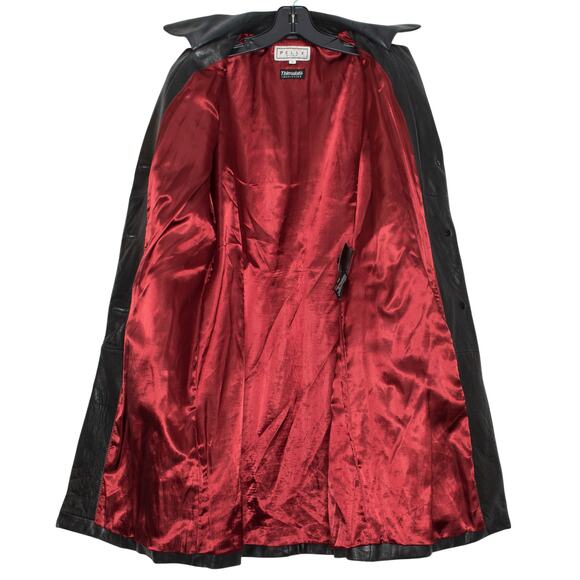 Pelle Studio Trench Coat Leather Y2K 90s Grunge Goth Minimalist Black Medium - Picture 2 of 16